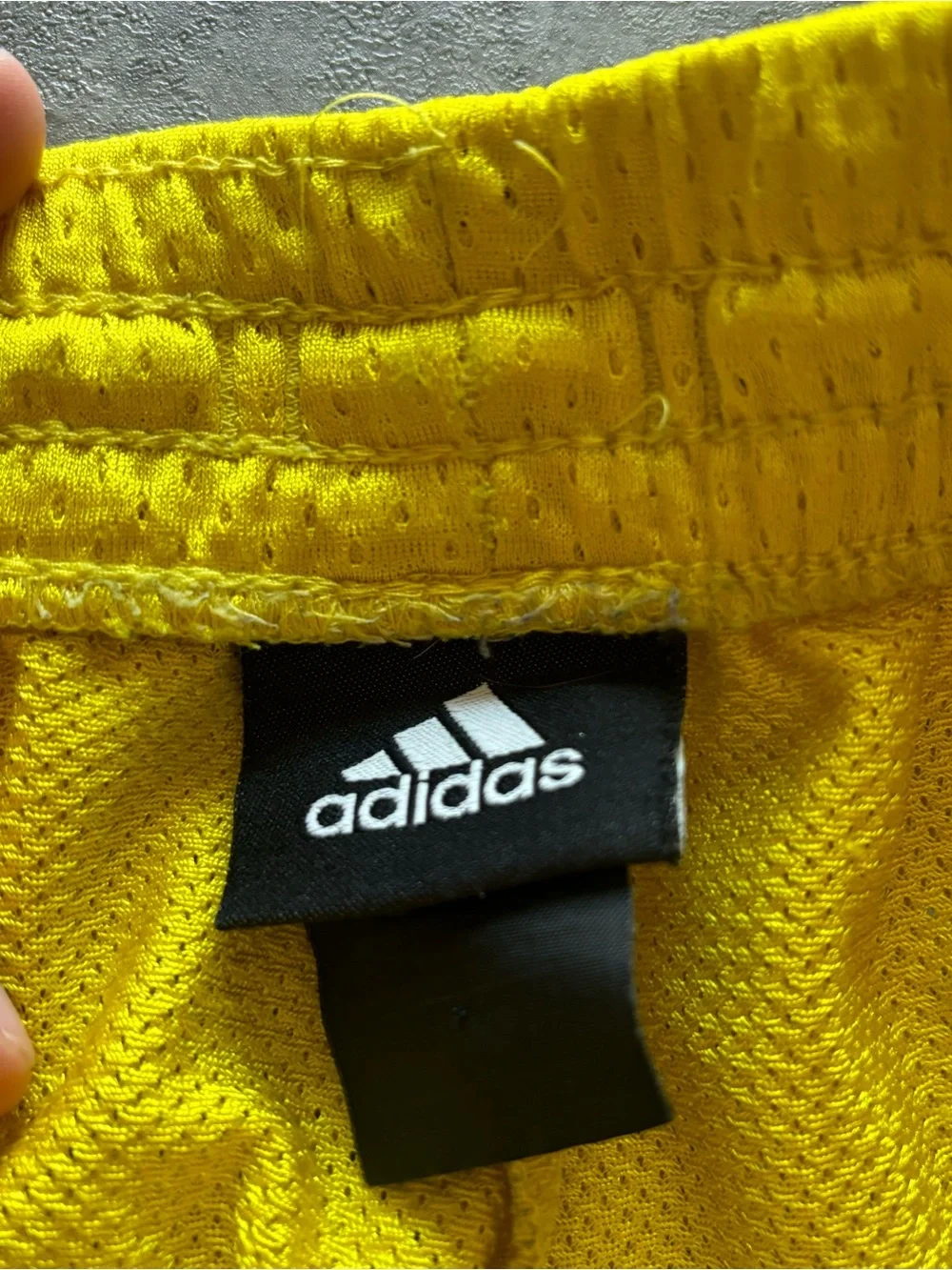 Y2k adidas yellow u of m athletic shorts